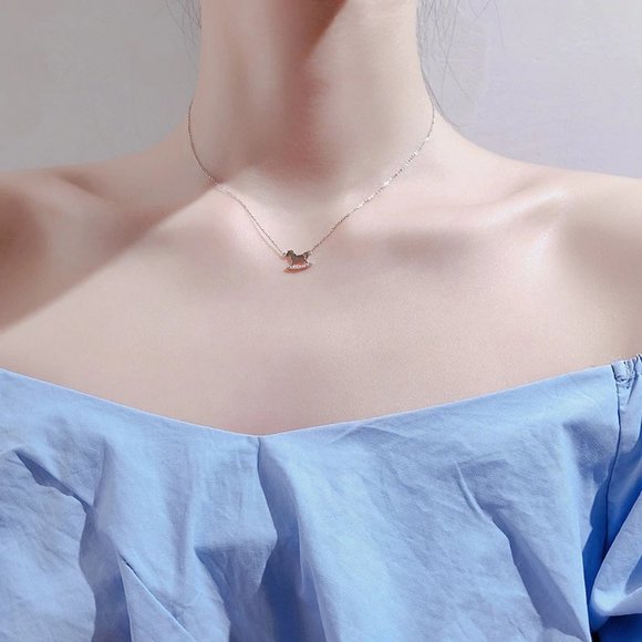 *NEW 925 Sterling Silver Diamond Horse Necklace - Picture 10 of 14